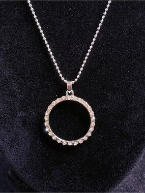 Silver Plated Crystal Circle Pendant Necklace